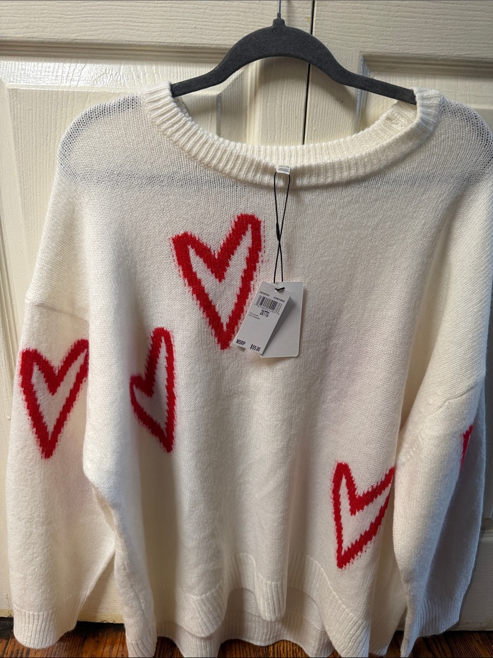 Chelsea & Theodore Cream Sweater with Red Heart Motif